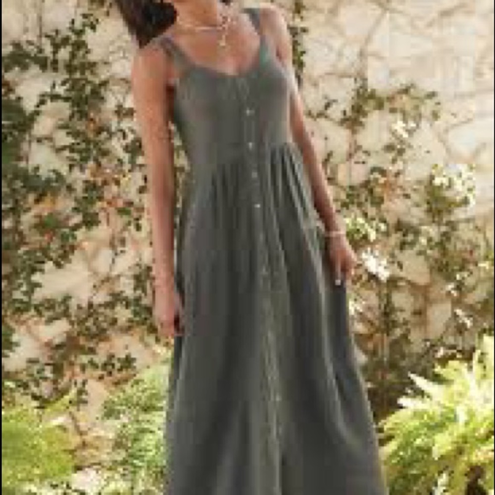 Green button down dress